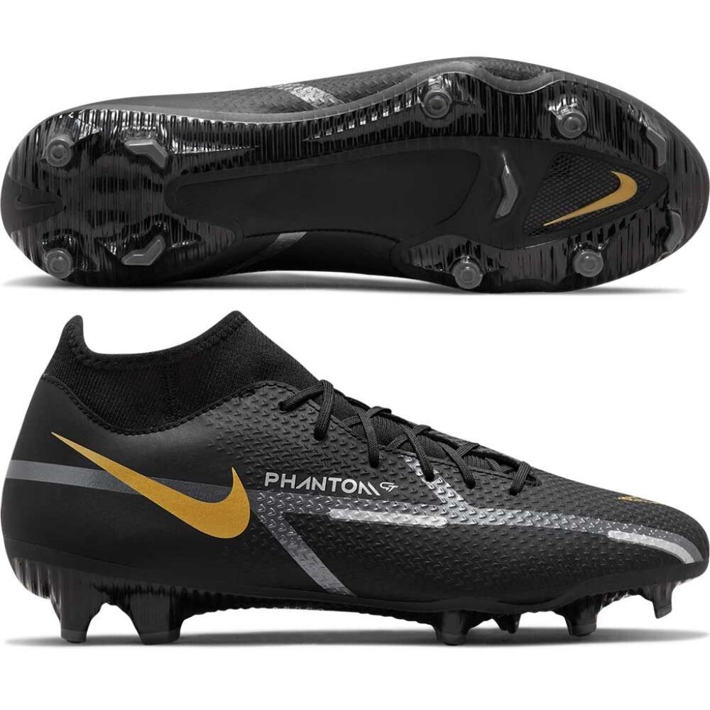 Nike Phantom GT2 Academy DF FG/MG 'Black Metallic Gold' DC0797-007 NWT Soccer
